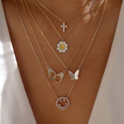 China Trendy Jewelry 18K Lead Free Nickel Free Barbaric Gold Plated Sunflower Pendant Necklace for sale