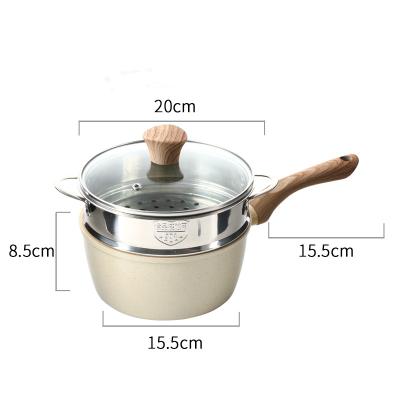 China Sustainable Style Kitchen Pot 18cm Milk Pot High Quality High Quality Single Milk Saucepan With Wooden Handle for sale