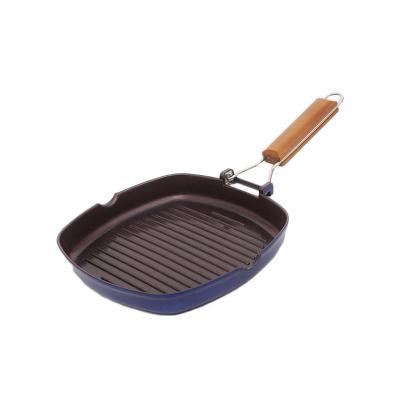 China Portable Hot Sale Forged Non-Stick Grill Pan With Folding Handle Non-Stick Pan Frying Pan Gift for sale