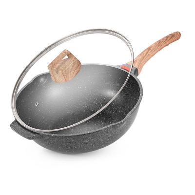 China Sustainable High End Production Kitchen Accessories Set Non Stick Wok Pan Frying Pan With Glass Lid for sale