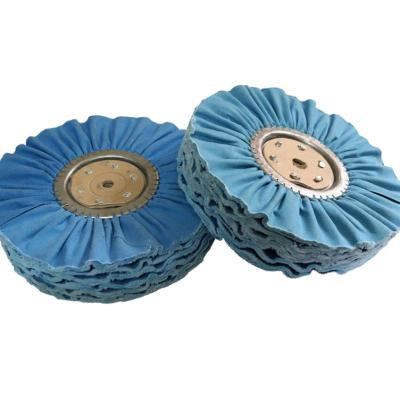 China Polishing and Grinding Sizing Blue Wind Plus Hard Material Cut Strength Cotton Loose Leaf Polishing Wheel for Metal for sale