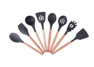 China Food safety , Non-stick, Oak handle Silicone Kitchen Utensils Set , 8 pcs for sale