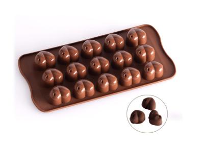 China Pure Silicone Heart Shaped Chocolate Molds Coffee Color Easy To Wash for sale