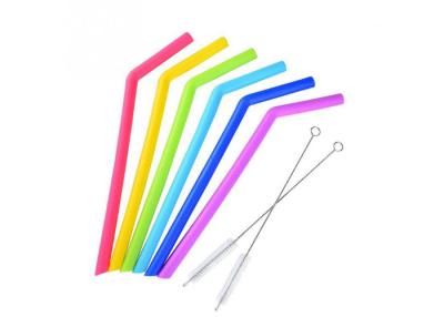 China Eco - Friendly Silicone Household Products , Bended Reusable Smoothie Straws 6 Pcs for sale