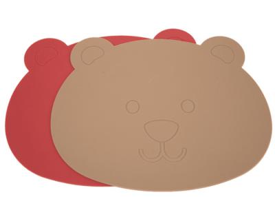 China Food Safety , Cute Animal Design , Litte Bear Shape, Leather Texture , Silicone Baby Feeding Mat for sale