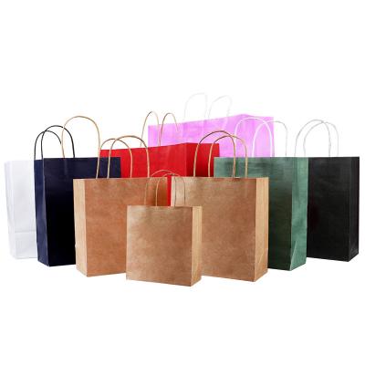 China Low Moq Wholesale Cheap Logo Gift Craft Kraft Shopping Paper Bags With Handle zu verkaufen