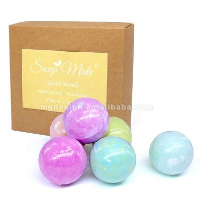 China Exfoliate Nourish Moisturizing OEM Customized Handmade Organic Bath Bomb Fun Colorful Essential Oil Set For Kids Bath Fizzer Gift Box Set for sale