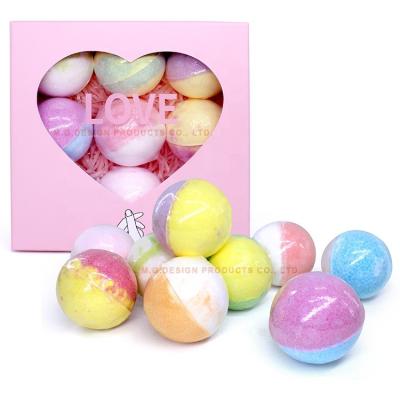 China Hot Sale Natural Handmade Organic Colorful Essential Oil Colorful Fizzy Bath Bombs Set 9pcs Gift For Kids Exfoliating Moisturizing Nourishing Whitening for sale