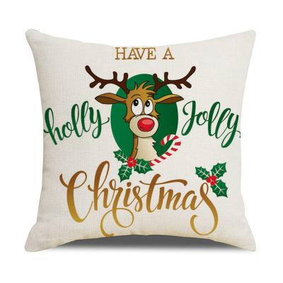 China Green Anti-Static Christmas Series Pillow Case Cartoon Printed Pillow Cover Home Furniture Sofa Linen Cushion for sale