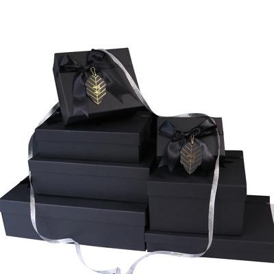 China Custom Wrapped Gift Box Recycled Materials and Earth Gift Box Valentine's Day Black Heaven Cover Gift Box Exquisite Simple Cardboard for sale