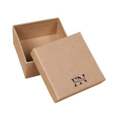 China Handmade Wholesale Custom Printed Brown Kraft Square Gift Jewelry Box Packaging With Lid for sale