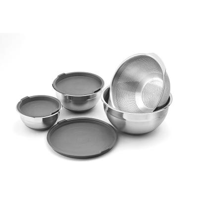 China Sustainable Bakeware Fruit Vegetables Washing Basket Noodle Pasta Food Strainer 4 Sets Kitchen Colander Bowl Set Salad Tools for sale