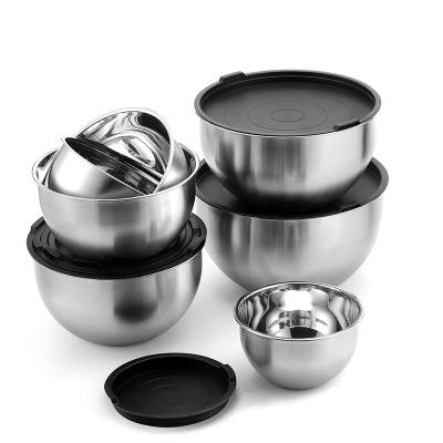 China Viable Wholesale Home Fridge Kitchen Food Storage Organizers Bowls Set Stainless Steel Mixing Bowls Set for sale