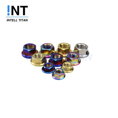 China Heavy Industry Titanium Hex Flange Head Nuts For Bolts Screws M6 Fastener DIN 6923 Standard Auto Parts for sale