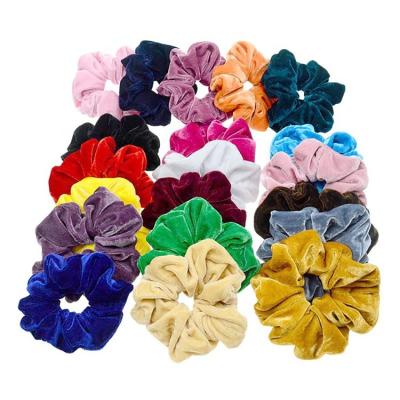 China Hair ties Fashion Bright Solid Color Hair Ties Thick Hair Winter Girls Women Soft Quality Large Velvet Hair Scrunchies for sale