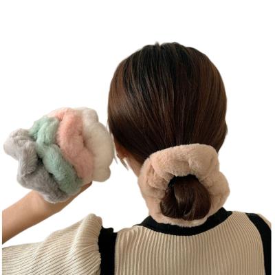 China Hair ties Soft Warm Hair Ties Girls' Hair Elastics Ponytail Holder Women Fleece Hair Scrunchies for sale