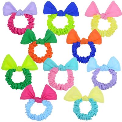 China Decoration Cute Coloful Hair Ties for Thin Fine Hair Girls' Ponytail Holder Women Small Rabbit Ear Scrunchies for sale