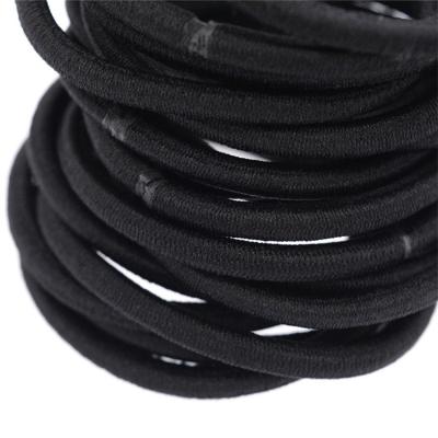 China Hair elastics High Quality  Basic Hair Ties Ponytail Holders Girls Women 4mm Thickness Black Hair Elastics for sale