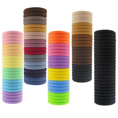 China Hair elastics Wholesale Solid Color Black Stretchy Hair band Seamless Hair Elastics for Girls Women Nylon Hair Ties for sale