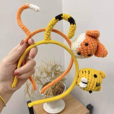 China Decorative Wholesale Handmade Animal Pattern Knitted Hair Bands Kids Decorative Party Headband for sale