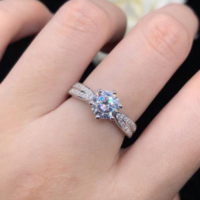 China Micro-set six-claw star queen moissanite ring s925 platinum diamond religious silver plated high carbon wedding rings for sale