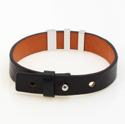 China FASHIONABLE Other Bracelet Non Leather Leather And Stainless Steel Bracelet for sale