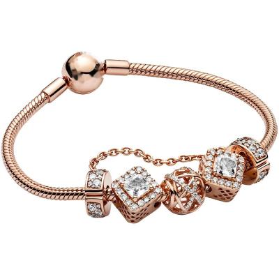 China New Rose Gold Environmental Friendly 925 Silver Charm Bracelets for sale