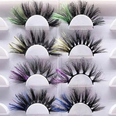 China 2022 Natural Long Colored Mink Eyelashes Glitter Wholesale Blue Colored Eyelash Strips 3d 25mm Natural Mink Lashes for sale