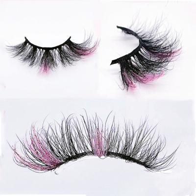 China Red Rose Gold Purple Mink Eyelashes Glitter Lashes Blue White Long Stripe Shiny Glitter Custom Natural Individual 3D 5D Eyelashes 25mm for sale