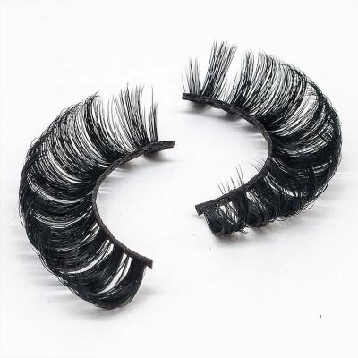 China Wholesale Natural Long Faux Mink Russian Lashes OEM Strip D Curl Natural Strip Lashes Super Soft 3D Eyelashes for sale