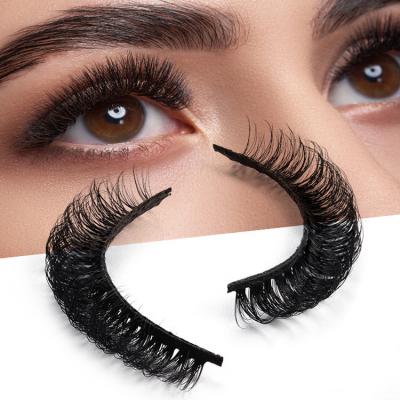 China Hot Sale Natural Long Volume New Arrival Super Curly Russian Strip Lashes Like Lash Extension D Curl Faux Mink Russian Strip Eyelashes for sale