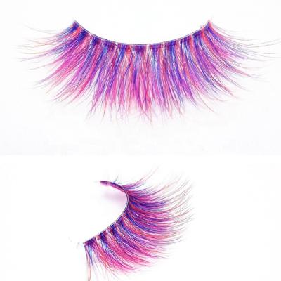 China Long False Clear High Quality Natural Mink Eyelash Private Label 5D Synthetic Mink Eyelashes Colorful 3D Strip for sale