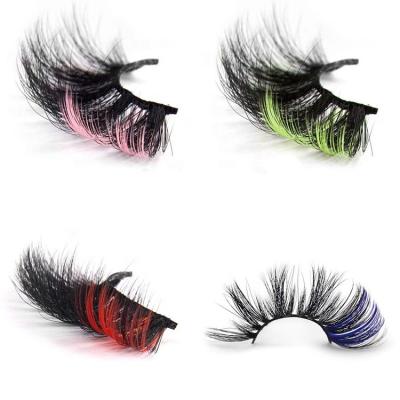 China Private Label 5D Natural Fluffy Long Mink Cotton Strip Luxury Colorful 3D False Eyelashes Mink Lashes for sale