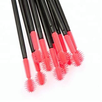 China Hot Sales Plastic Black Plastic Handle Factory Price Disposable Silicone Mascara Brush For Makeup for sale