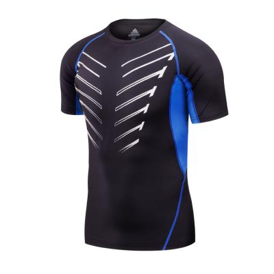 China Breathable Professional Factory Custom Short Sleeve Sports Tops Seamless Mens Sports Gym Wear Mens Running Tops for sale