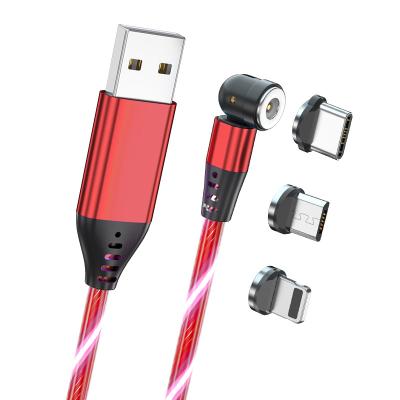 China MP3/MP4 Player On Running 540 Degree Rotation Obvious Overflowing 3 In 1 USB Cable Phone Charger Magnetic Charging Luminous Cable For Micro/Type C for sale