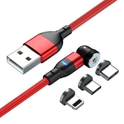 China MP3/MP4 Player Wholesale 540 Free Rotate 3 In 1 Micro USB Charger Cable Type C Fast Magnetic Charging Cable For Android/I-Product/Type C for sale