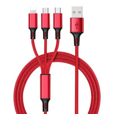 China Magnetic Mobile Phone Charging Cable Nylon Braided 3-in-1 Cord, Compatible with Mirco USB, Type C Smartphone and iProduct for sale