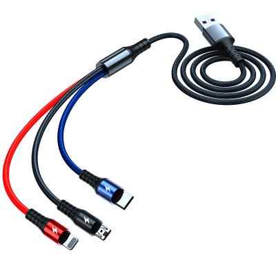 China MP3/MP4 Player On Stock 1.2M Nylon Braided 5A Super Fast Charging Cable 3 In 1 Data Transfer Cell Phone Accessories Wholesale for sale