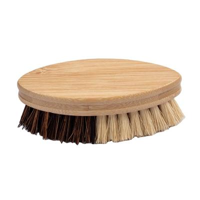 China Mopanda Tampico Sustainable Bamboo Body Mixed With Palmyra Fiber Brush Kitchen Vegetable Scrubbing Brush for sale