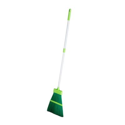 China Outdoor Green Hard Stiffened Aluminum Garden Plastic Brooms Extendable Handle for sale