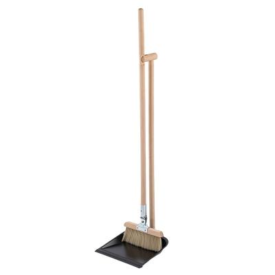 China Adjustable Broom Head Mopanda FSC Certified Beech Wood PBT Angle Stiffen Crafted Dustpan And Broom Set for sale