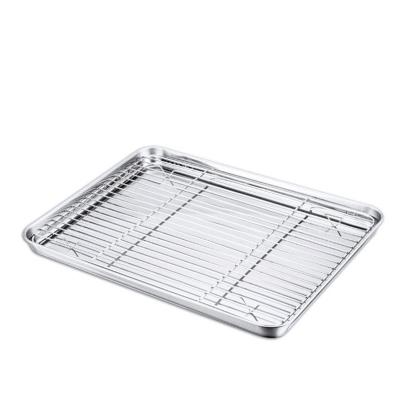 China Disposable Microwave Oven Safe Baking Manufacture Customized Food Grade Polishing 304 Stainless Steel Aluminum Perforated Baking Tray Baking Pan For Drying for sale