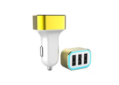 China Aluminium Alloy Circle Universal USB Car Charger  With 3 Ports , Auto Usb Charger for sale