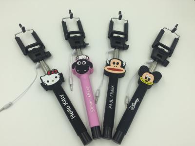 China Cartoon Shapes Mini Cable Foldable Selfie Stick For Android And IOS à venda