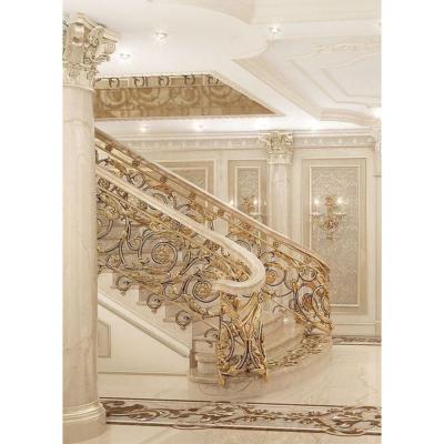 China Modern Luxury Stair Railing Cast Aluminum Balustrade Stairs Fencing Gold Plated Stair Handrails Handrails and Handrails for sale