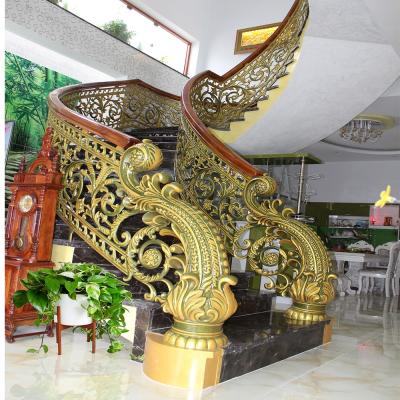 China Modern Luxury Stair Railing Aluminum Railing System Cast Aluminum Handrail Gold Plated Stair Handrails Handrails And Handrails for sale