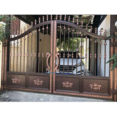 China Easily Assembled Entry Wrought Iron Fancy Gate Basic Iron Track Designs Gates Driveway Gates Motor Electric Fence Sliding Gates for sale