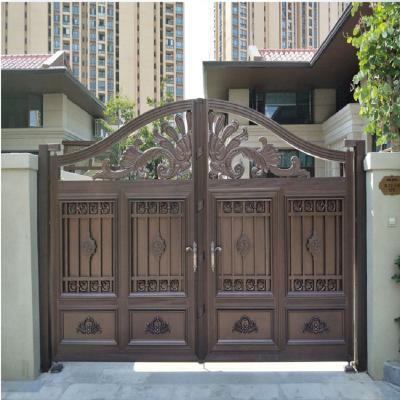 China Easily Assembled Entry Fancy Wrought Iron Gate Basic Iron Track Designs Gates Driveway Electric Fence Gates Motor Sliding Gates for sale