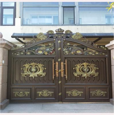 China Easily Assembled Entry Fancy Wrought Iron Gate Basic Iron Track Designs Gates Driveway Electric Fence Gates Motor Sliding Gates for sale